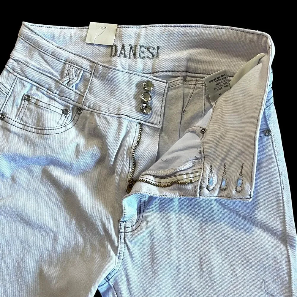 Danesi Jeans Butt Lifter White Denim High Waist Slim Fit Jeans Size 11